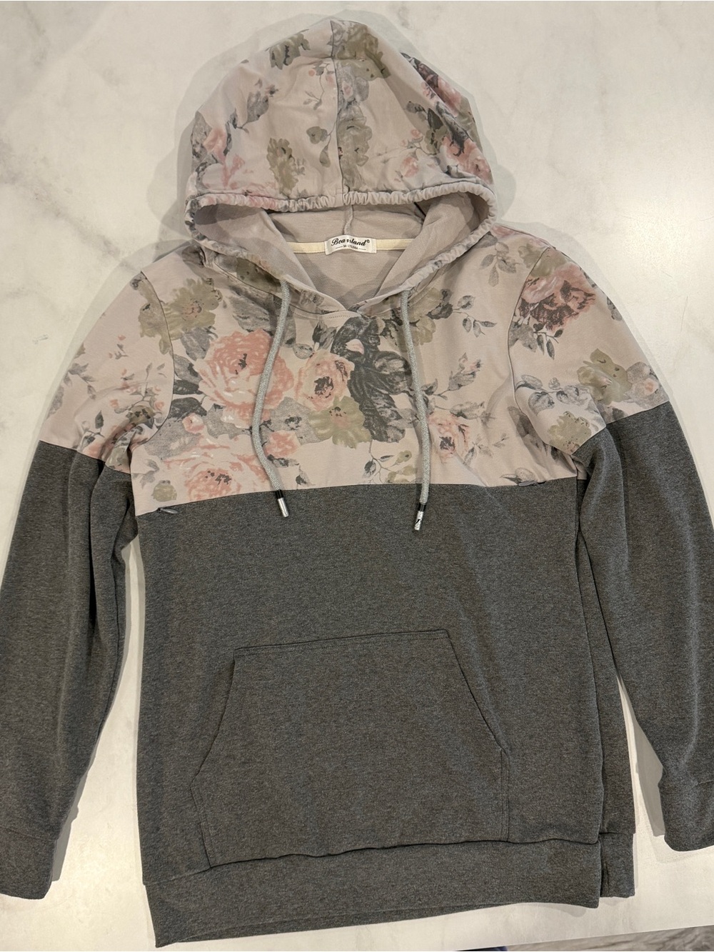 Nursing Floral Pullover Hoodie in Gray & Pink Like New